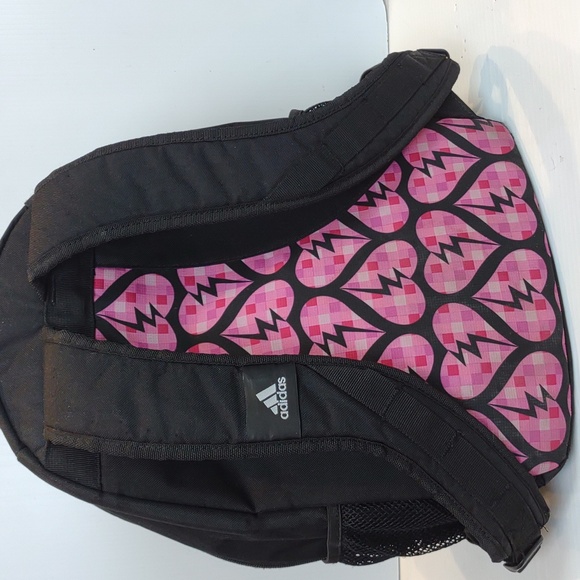 Adidas Heart Breaker Pattern Pink Black Full-Size Student Backpack - Picture 6 of 15